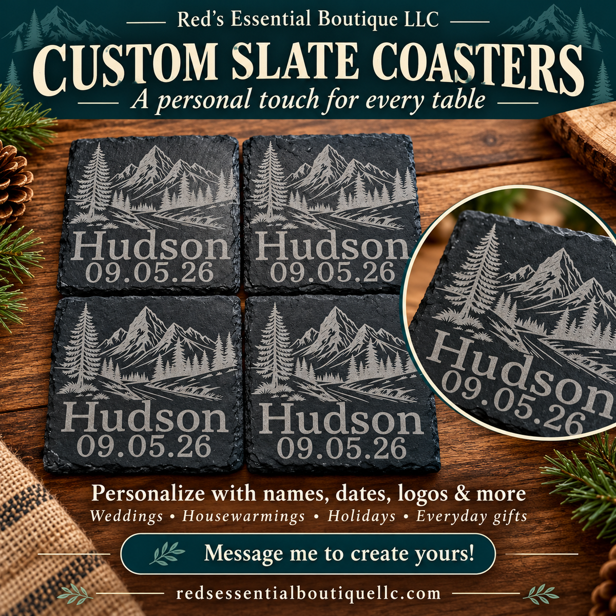 Slate coaster set(4)