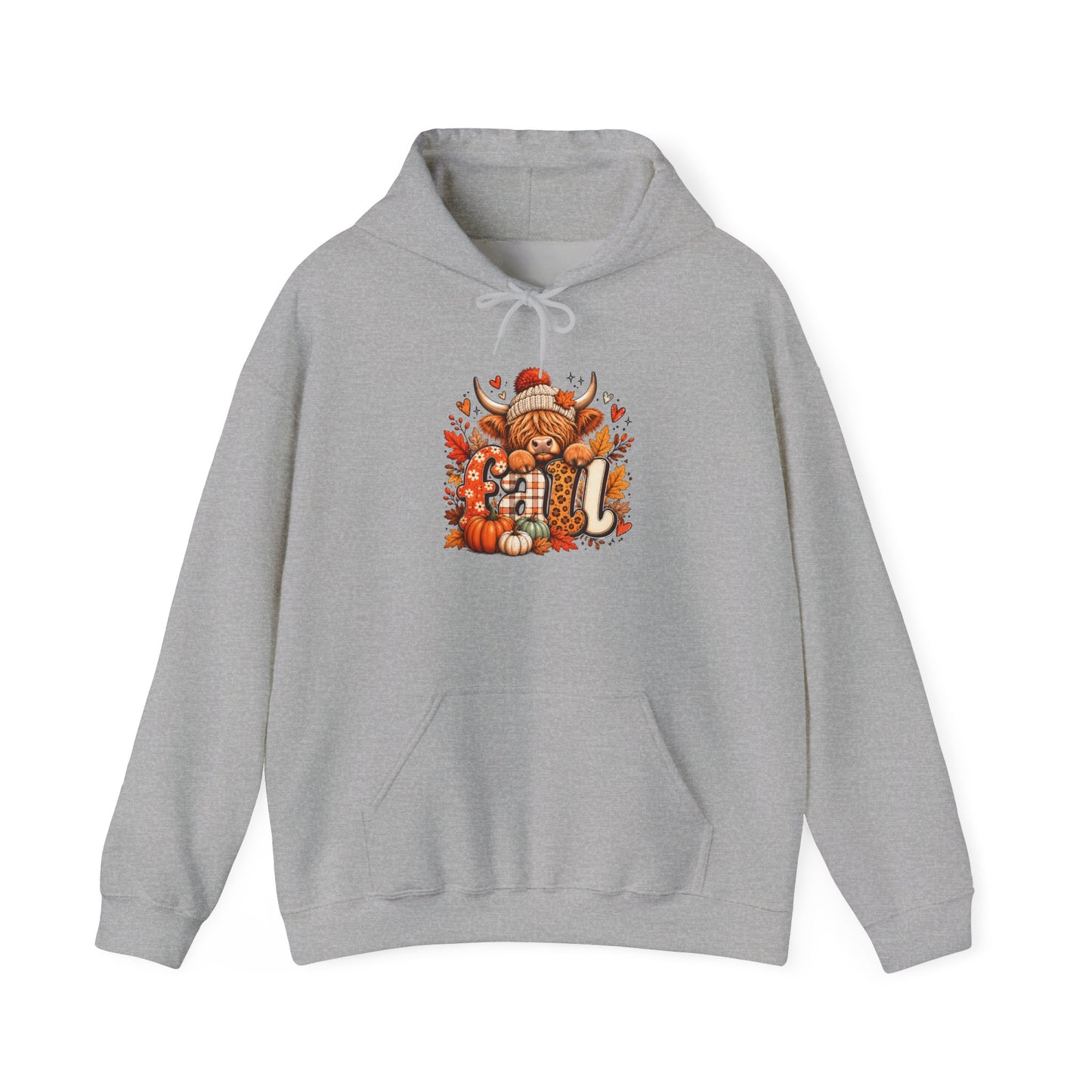 Highland Cow Autumn Illustration Hoodie | Cozy Fall Cows, Plaid Scarf