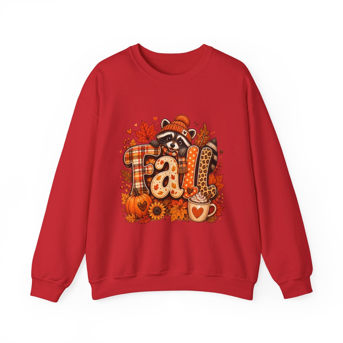 Fall Raccoon Plaid Pumpkin Sweatshirt | Autumn Leaves, Hot Cocoa