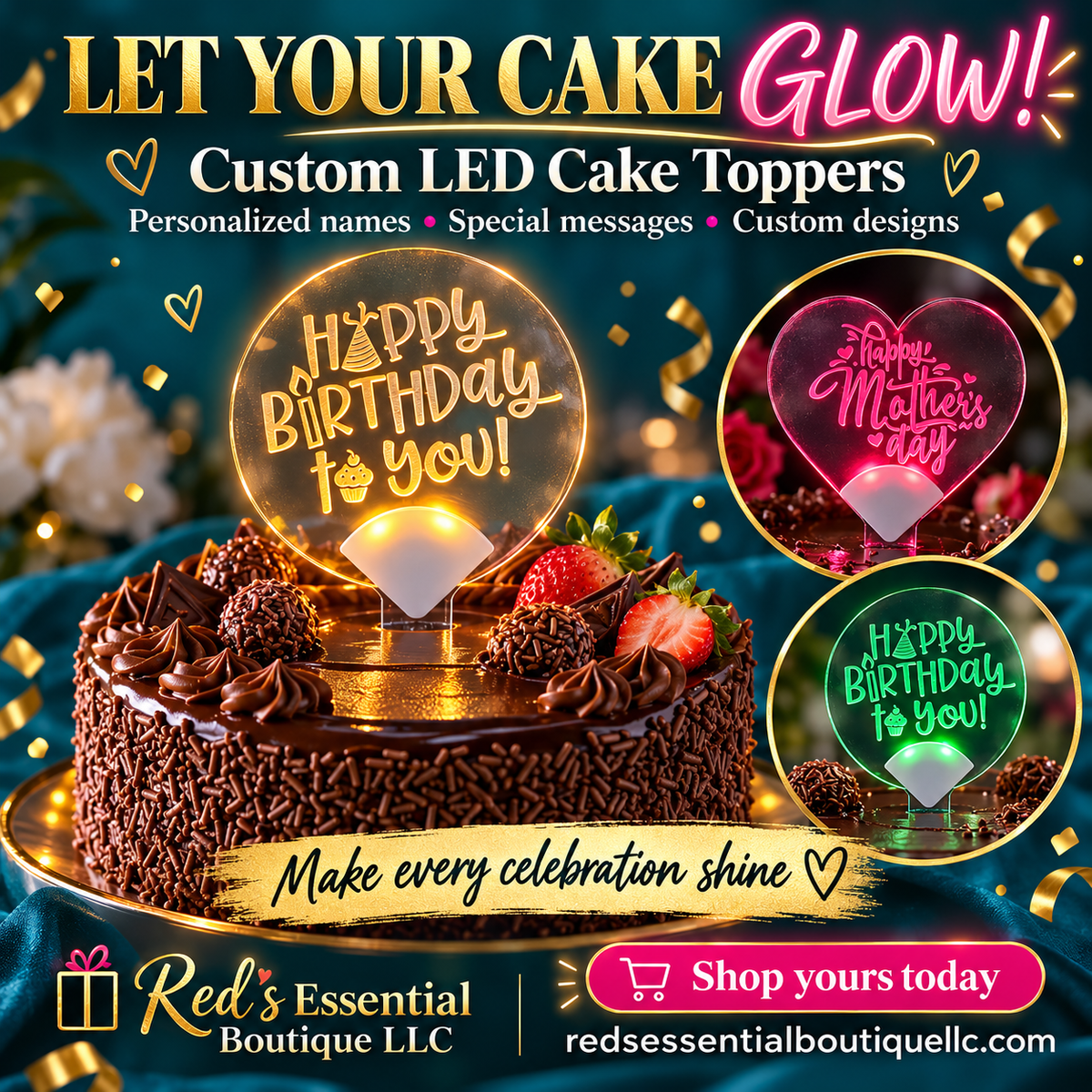 Acrylic LED Topper Light Up Cake Topper