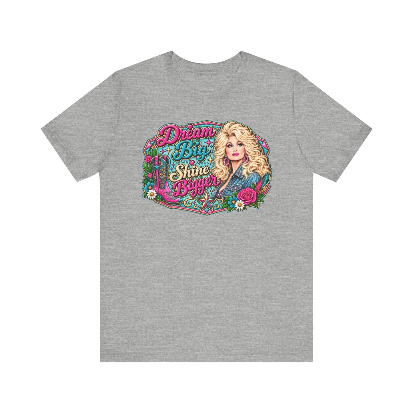 Dream Big Shine Brighter tee | Retro glam portrait, floral typography