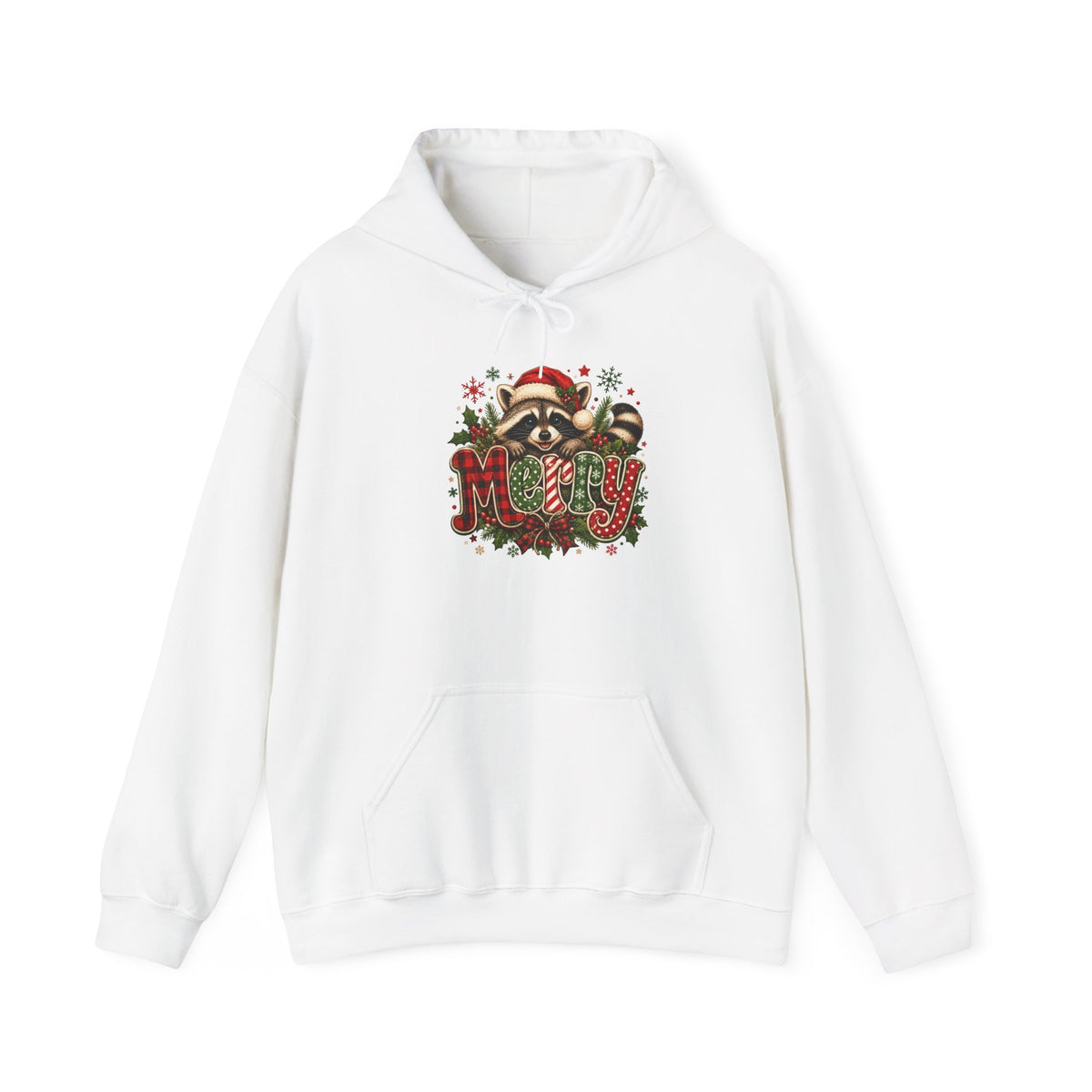 Merry Raccoon Christmas Hoodie – Cute Holiday Graphic Sweatshirt
