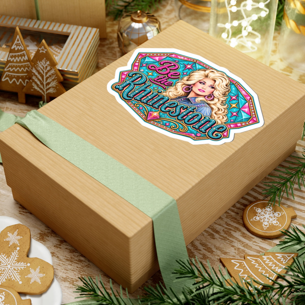 Be the Rhinestone Sticker | Retro Glam Dolly Portrait Kiss-Cut Sticker