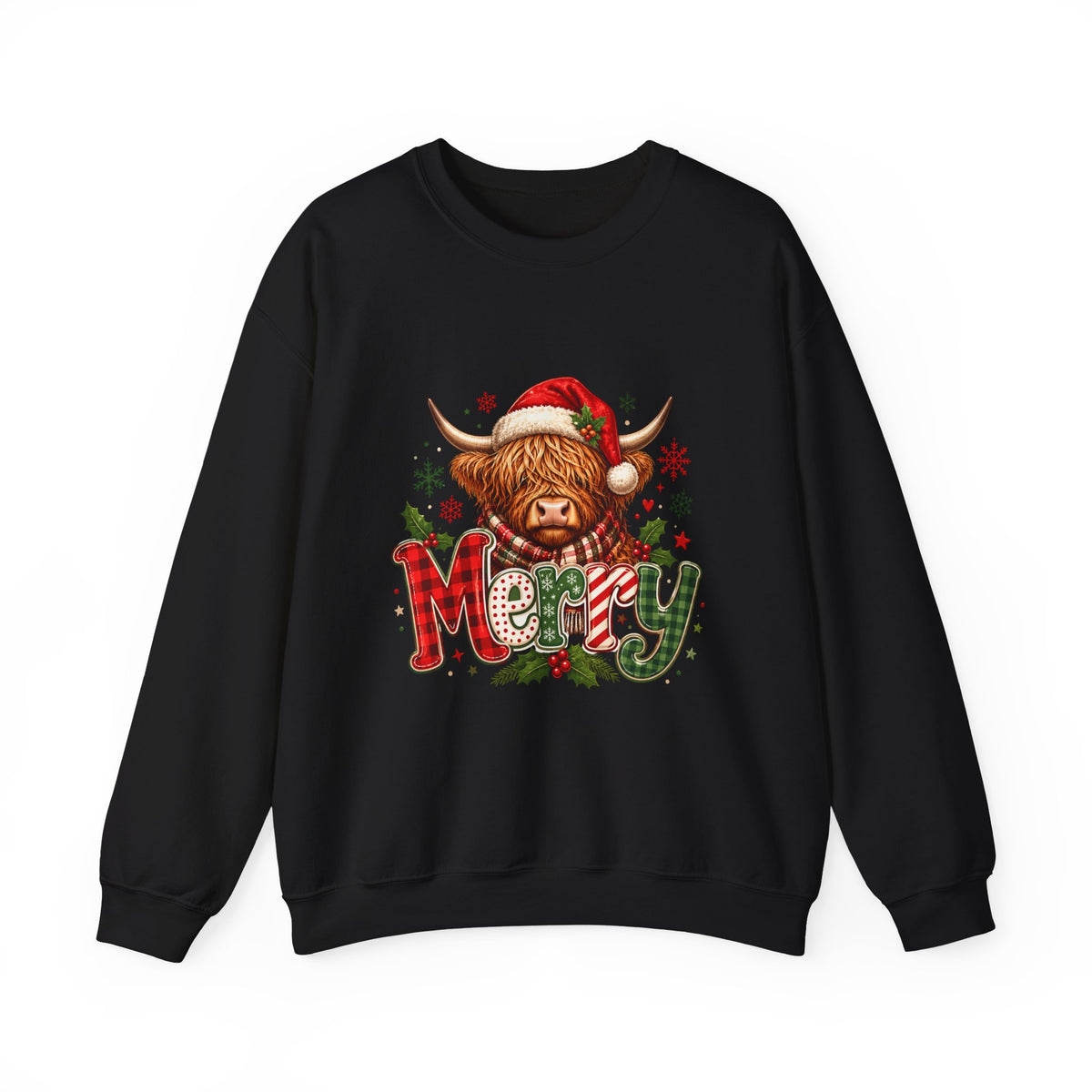 Crewneck- Christmas Highland Cow 'Merry'