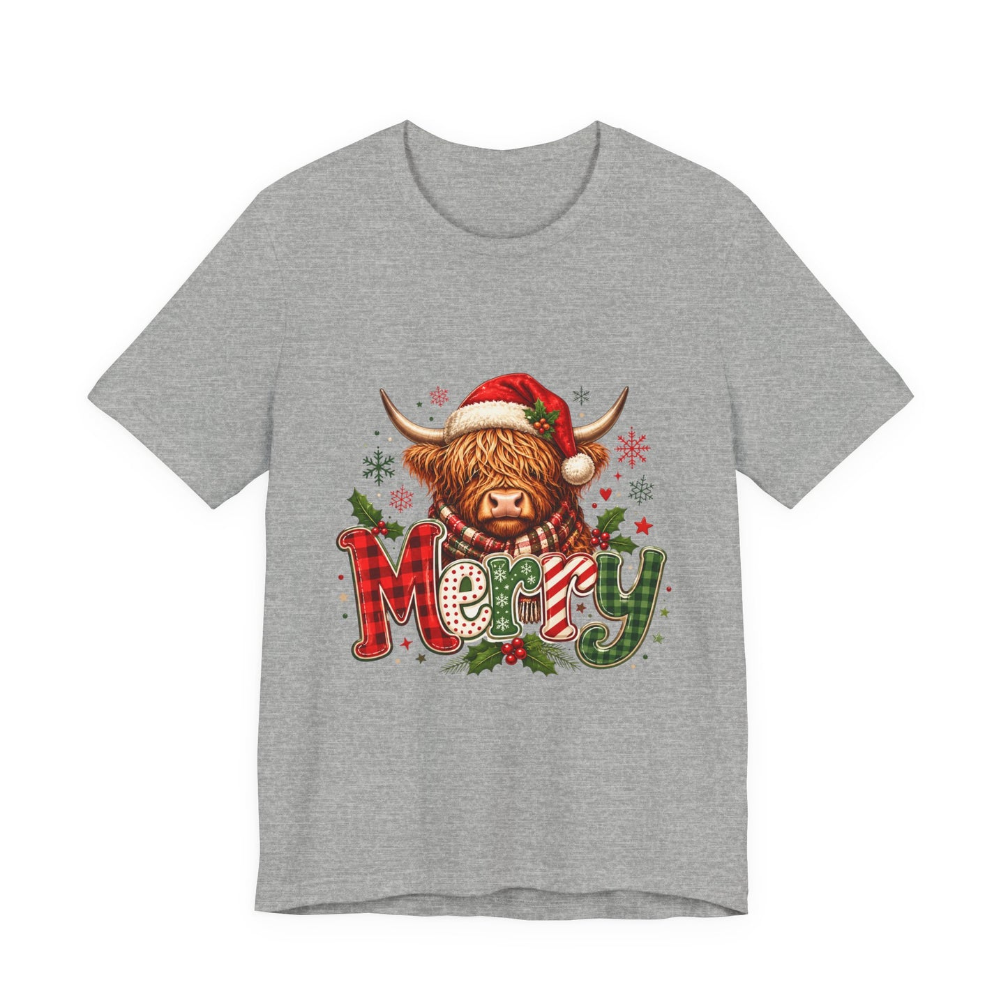 Merry Highland Cow Christmas Tee