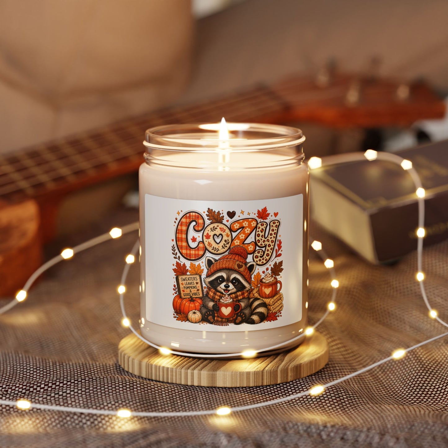 Cozy Autumn Raccoon Scented Soy Candle, 9oz | Fall Pumpkin Spice