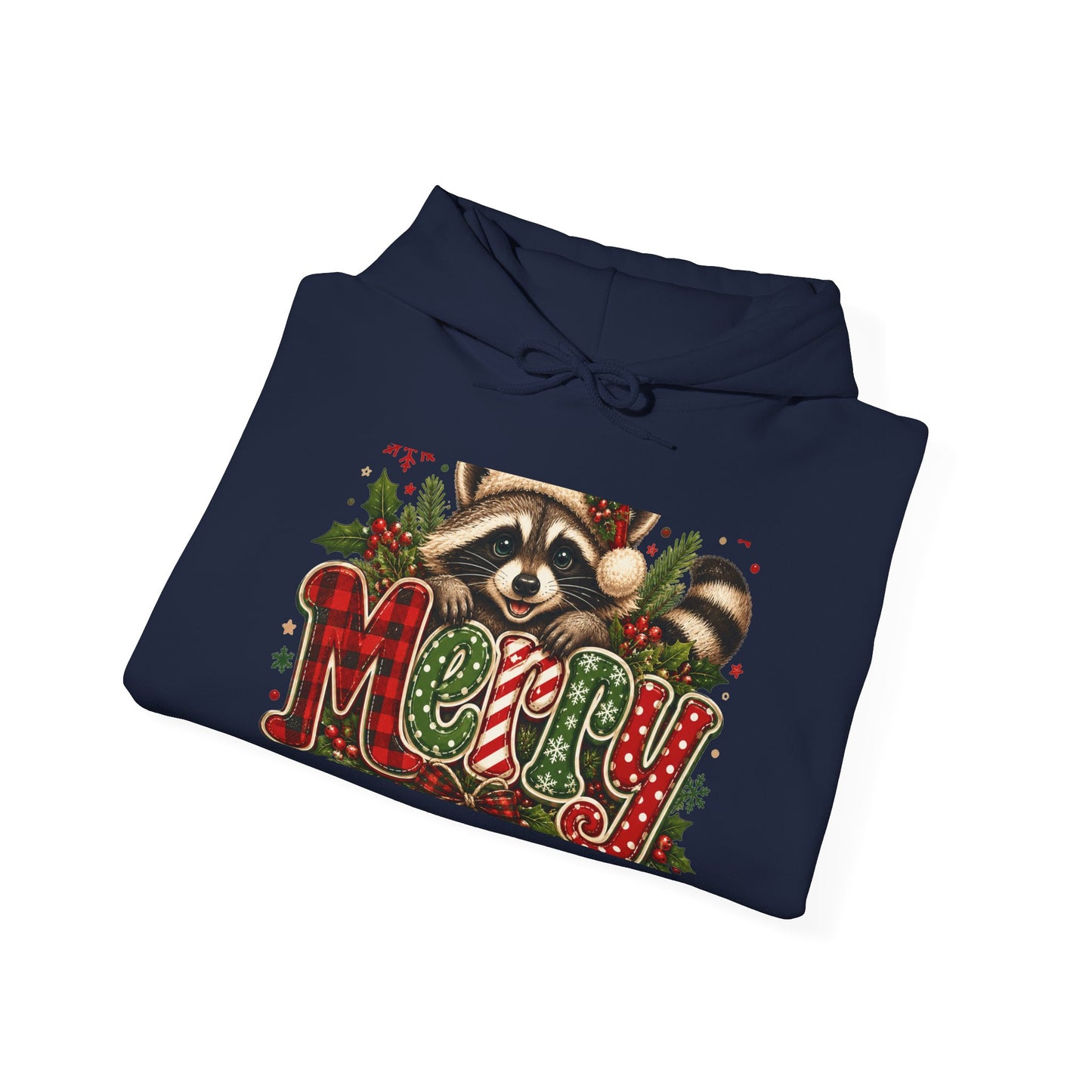 Merry Raccoon Christmas Hoodie – Cute Holiday Graphic Sweatshirt