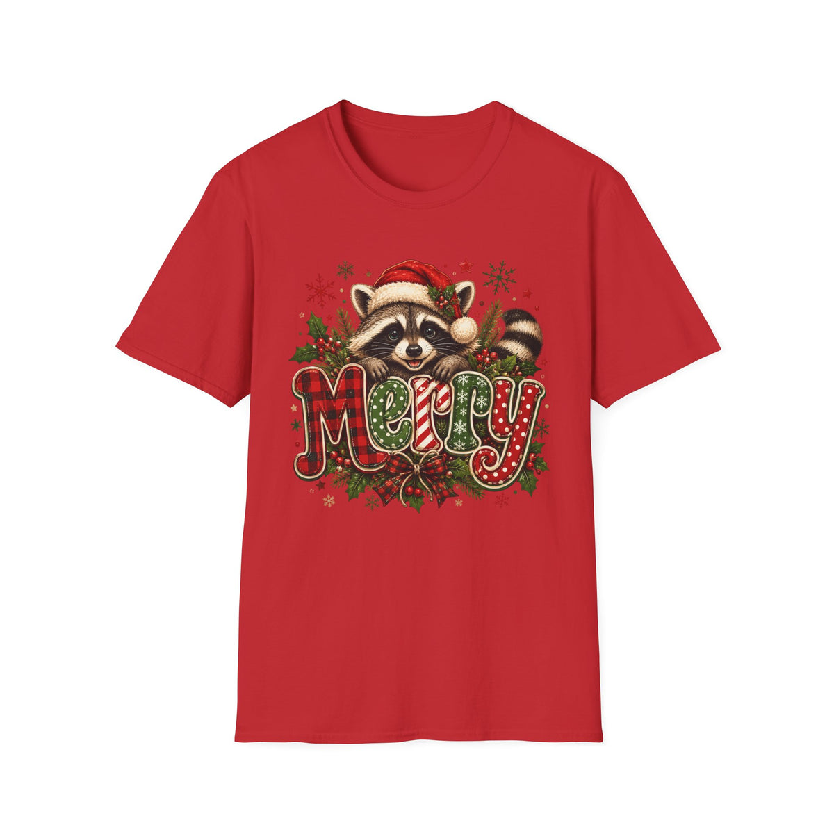 Merry Christmas Raccoon Graphic T-Shirt