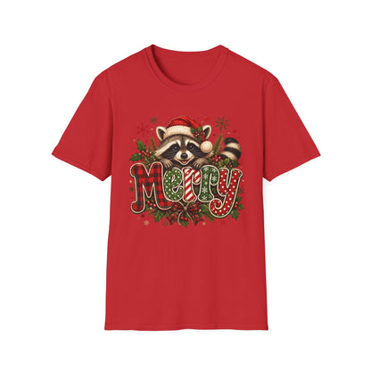 Merry Christmas Raccoon Graphic T-Shirt