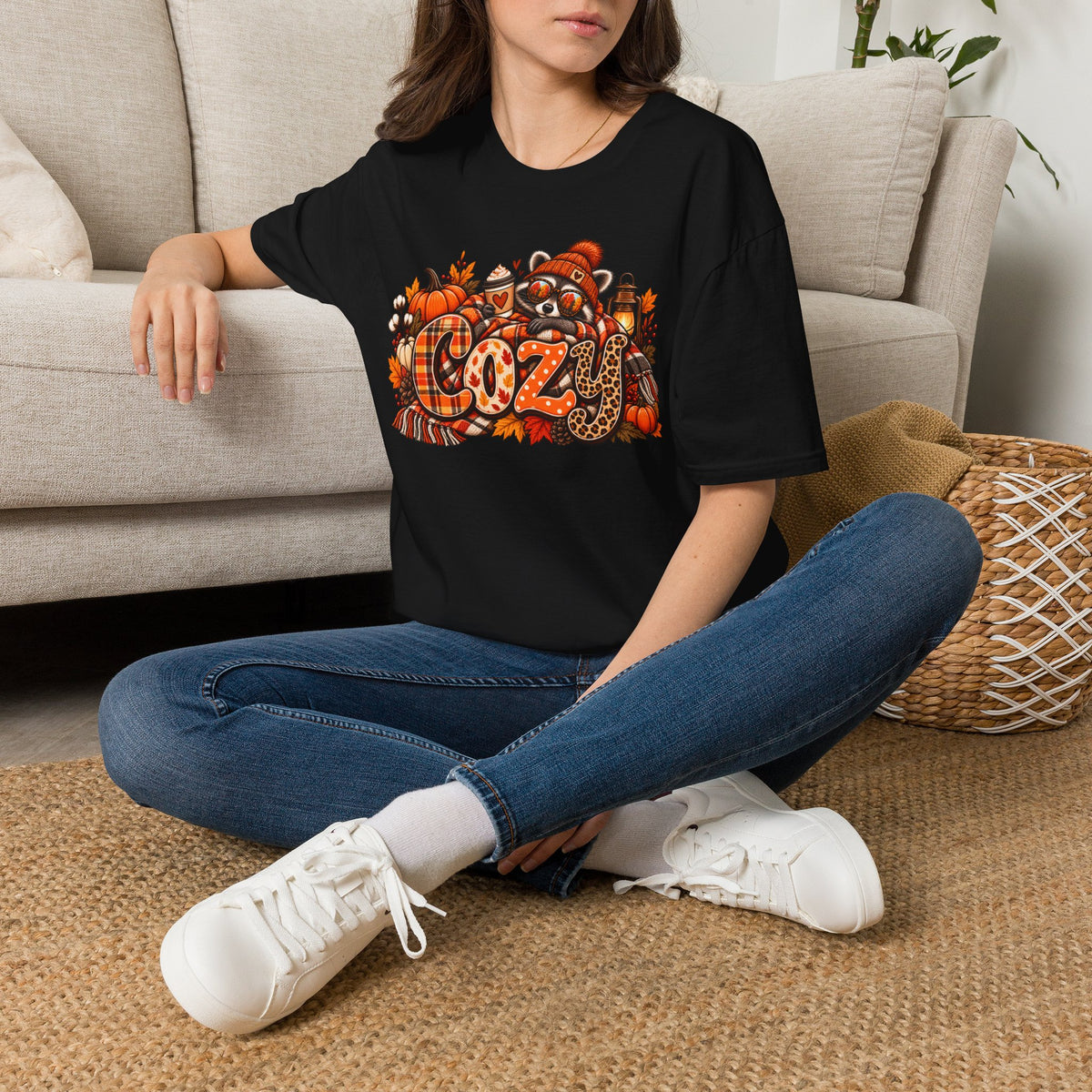 Cozy Raccoon Graphic T-Shirt