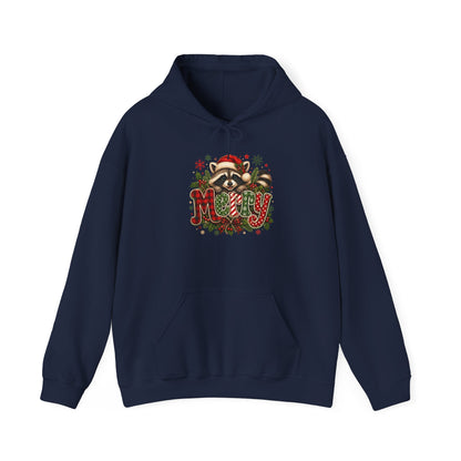 Merry Raccoon Christmas Hoodie – Cute Holiday Graphic Sweatshirt