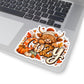 Cozy Highland Cow Kiss-Cut Sticker | Fall Pumpkin Leaves Laptop Decal