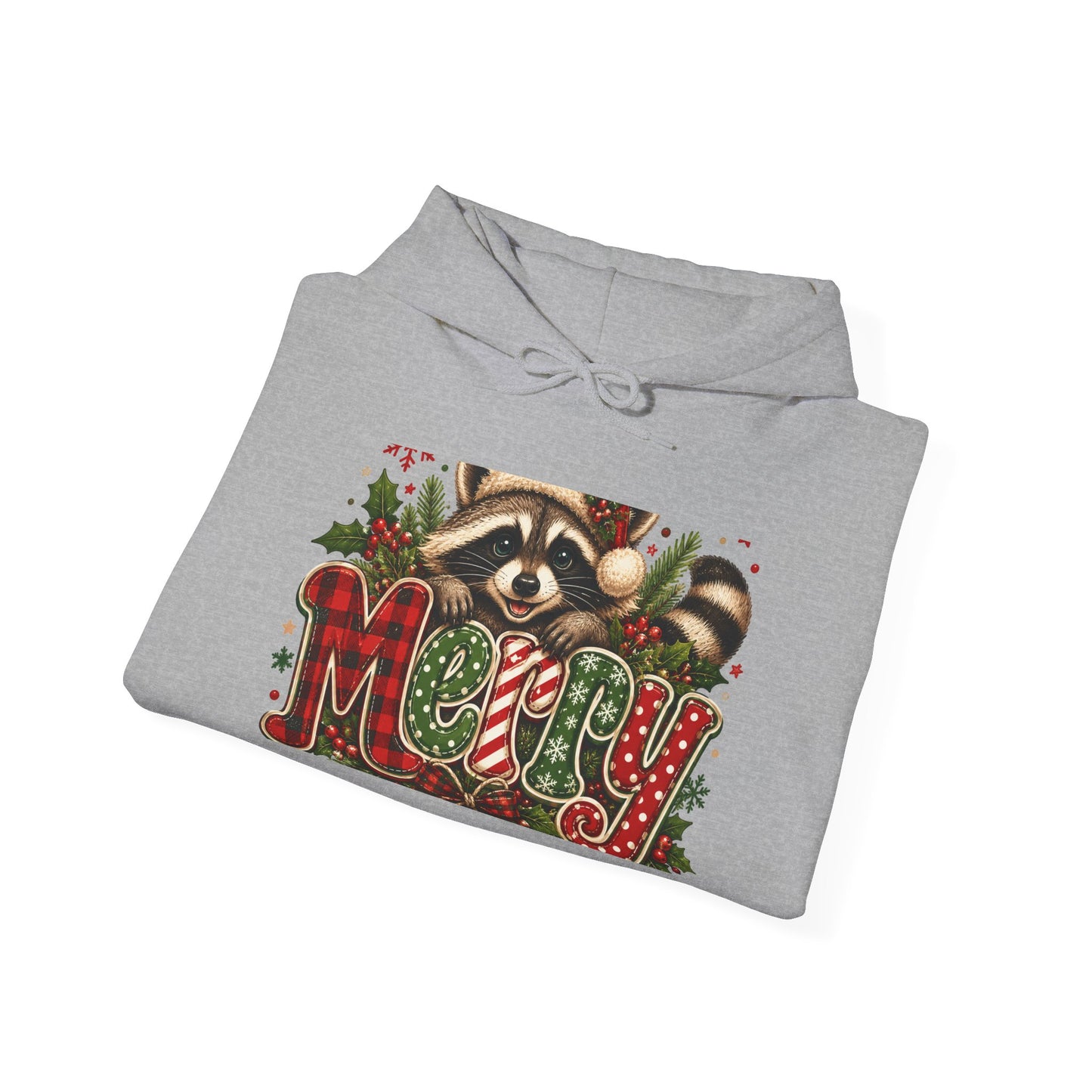 Merry Raccoon Christmas Hoodie – Cute Holiday Graphic Sweatshirt
