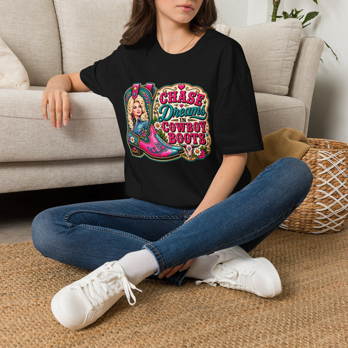 Chase Dreams Cowboy Boots Graphic T-Shirt