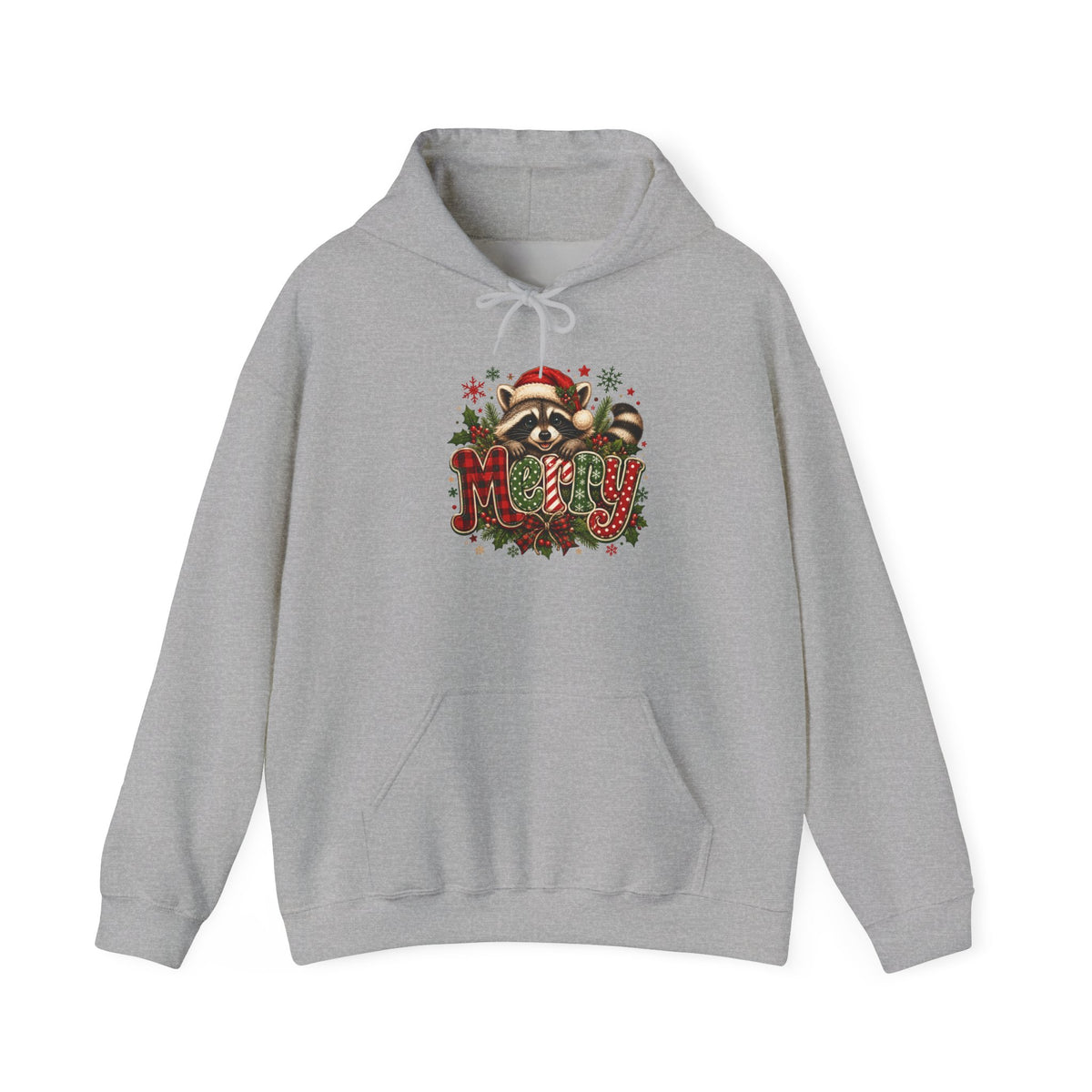 Merry Raccoon Christmas Hoodie – Cute Holiday Graphic Sweatshirt