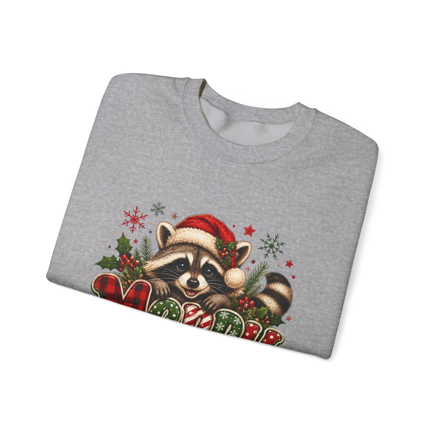 Christmas Raccoon "Merry" Sweatshirt — Cute Holiday Crewneck