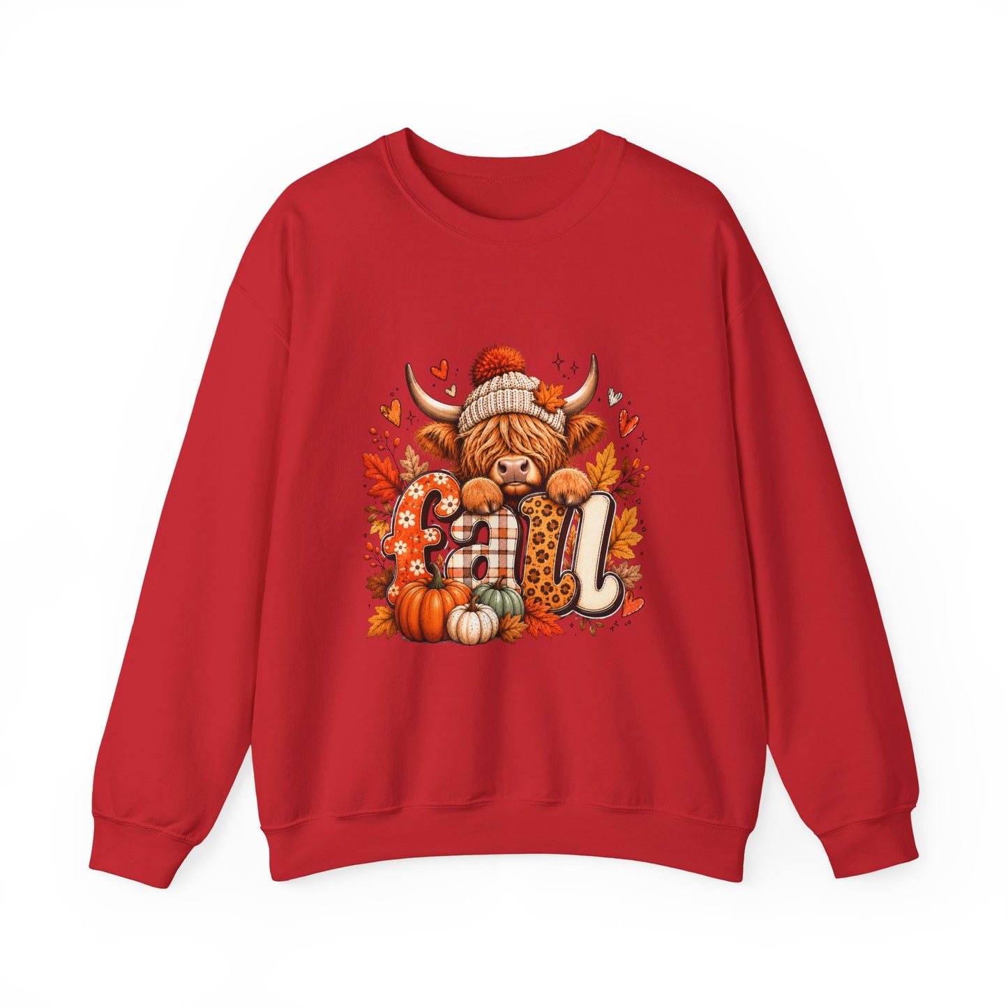 Autumn Highland Cow Pumpkin Crewneck Sweatshirt | Fall Woodland Cozy