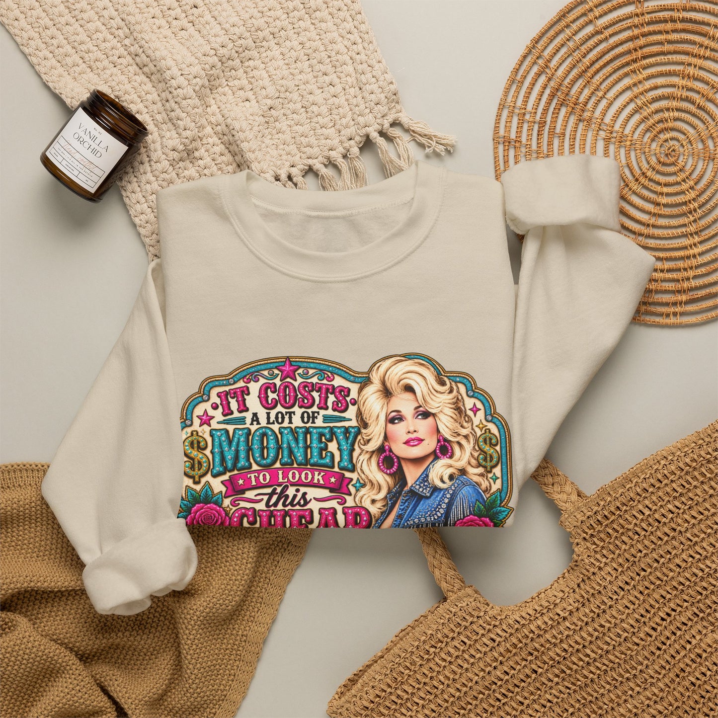 Dolly-Inspired 'It Costs a Lot of Money to Look This Cheap' Crewneck Sweatshirt