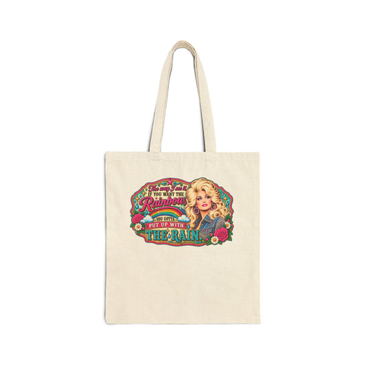 Tote Bag — Retro Dolly Parton Floral Quote Canvas Tote