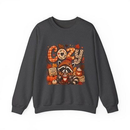 Cozy Raccoon Fall Sweatshirt | Autumn Pumpkins Leaves Plaid