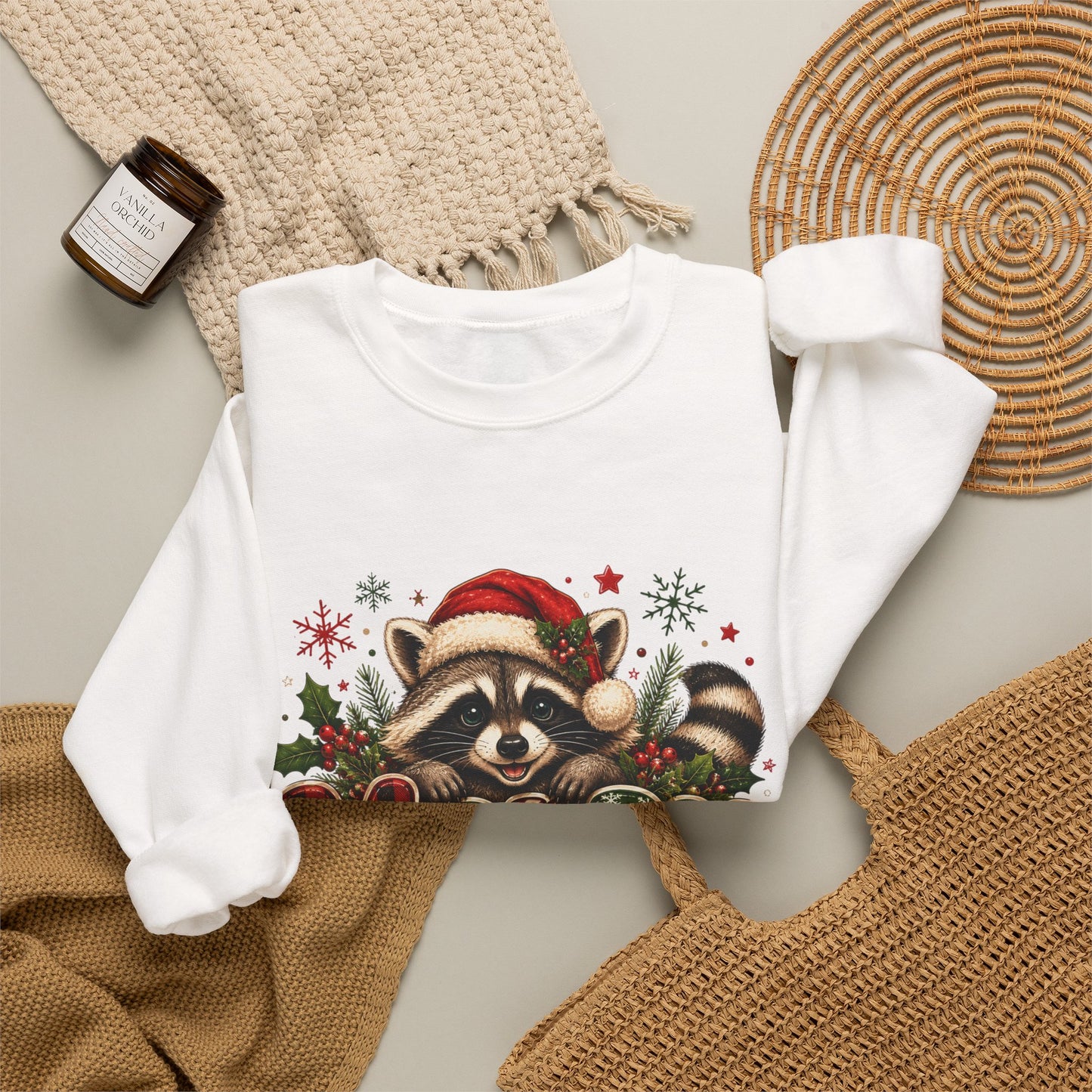 Christmas Raccoon "Merry" Crewneck Sweatshirt