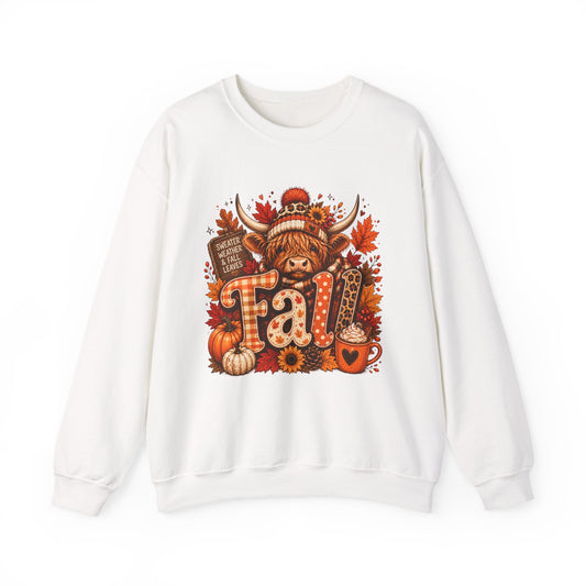 Autumn Highland Cow Fall Sweatshirt | Pumpkin, Sunflowers, Plaid