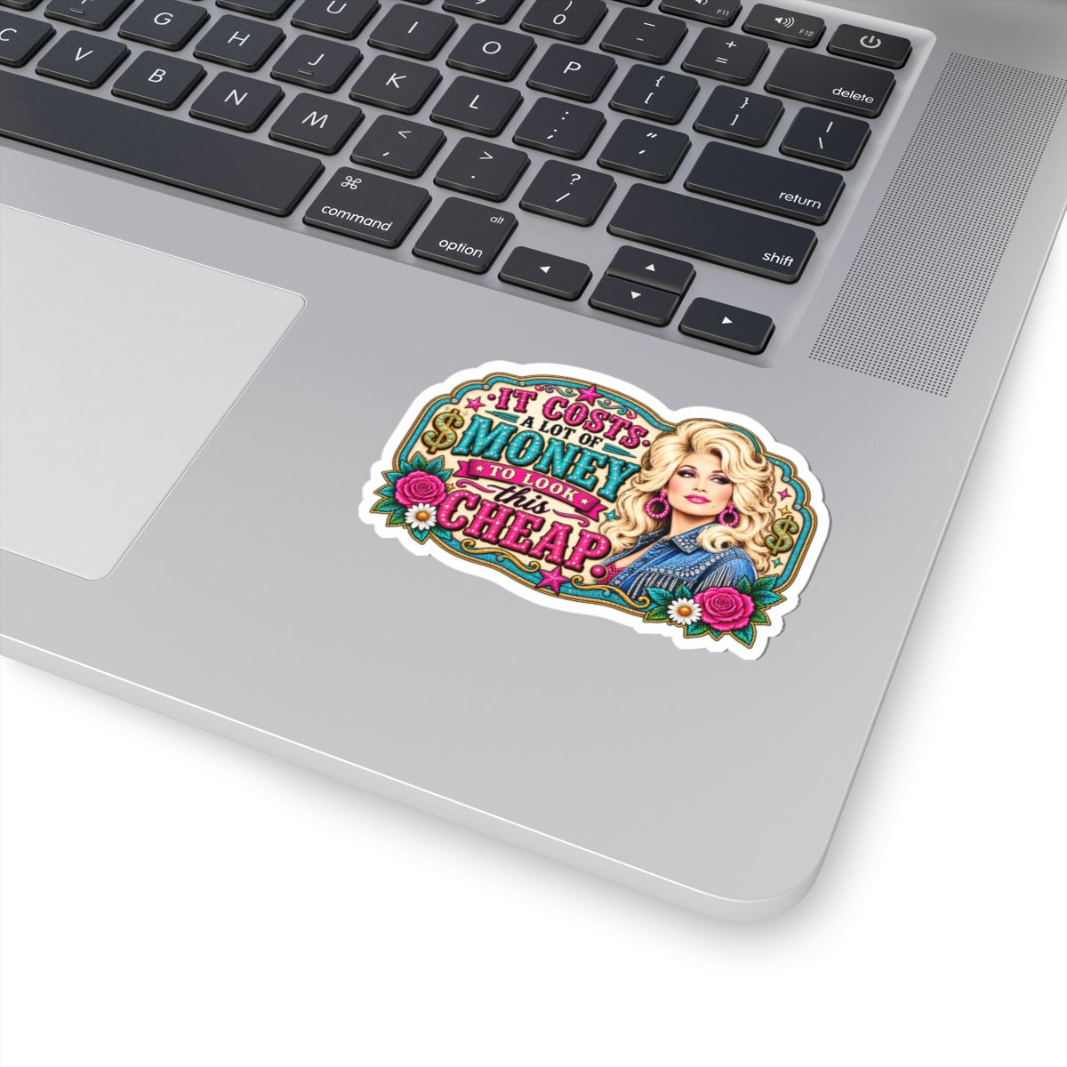 Kiss-Cut Sticker — "It Costs a Lot of Money to Look This Cheap" Dolly Retro Glam Decal