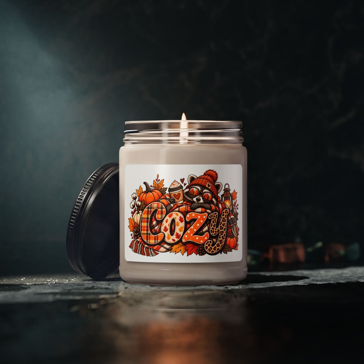 Cozy Fall Racoon Candle | Soy Candle, 9oz