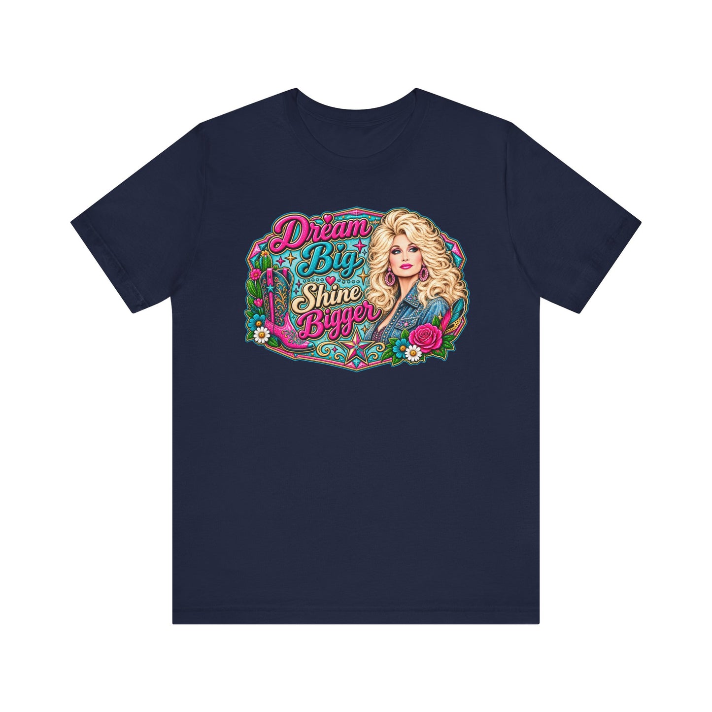 Dream Big Shine Brighter tee | Retro glam portrait, floral typography