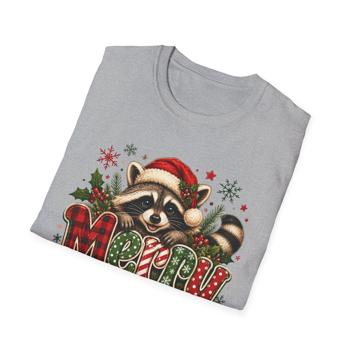 Merry Christmas Raccoon Graphic T-Shirt