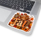 Highland Cow Fall Sticker Kiss-Cut | Autumn Leaves Pumpkin Coffee Laptop Decal