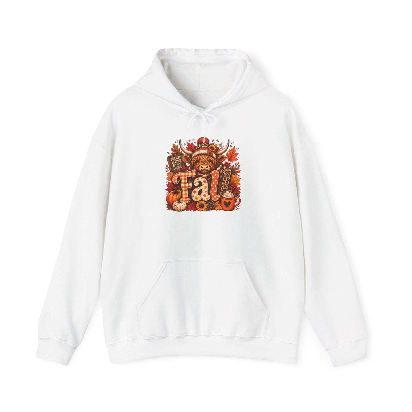 Fall Leaves Pumpkin Graphic Hoodie | Autumn Scarecrow Seasonal Sweatshirt