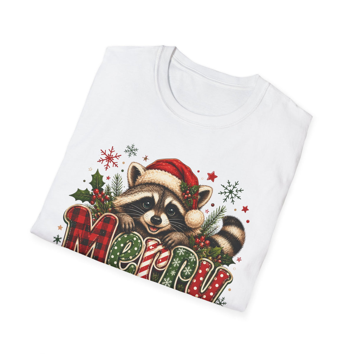 Merry Christmas Raccoon Graphic T-Shirt