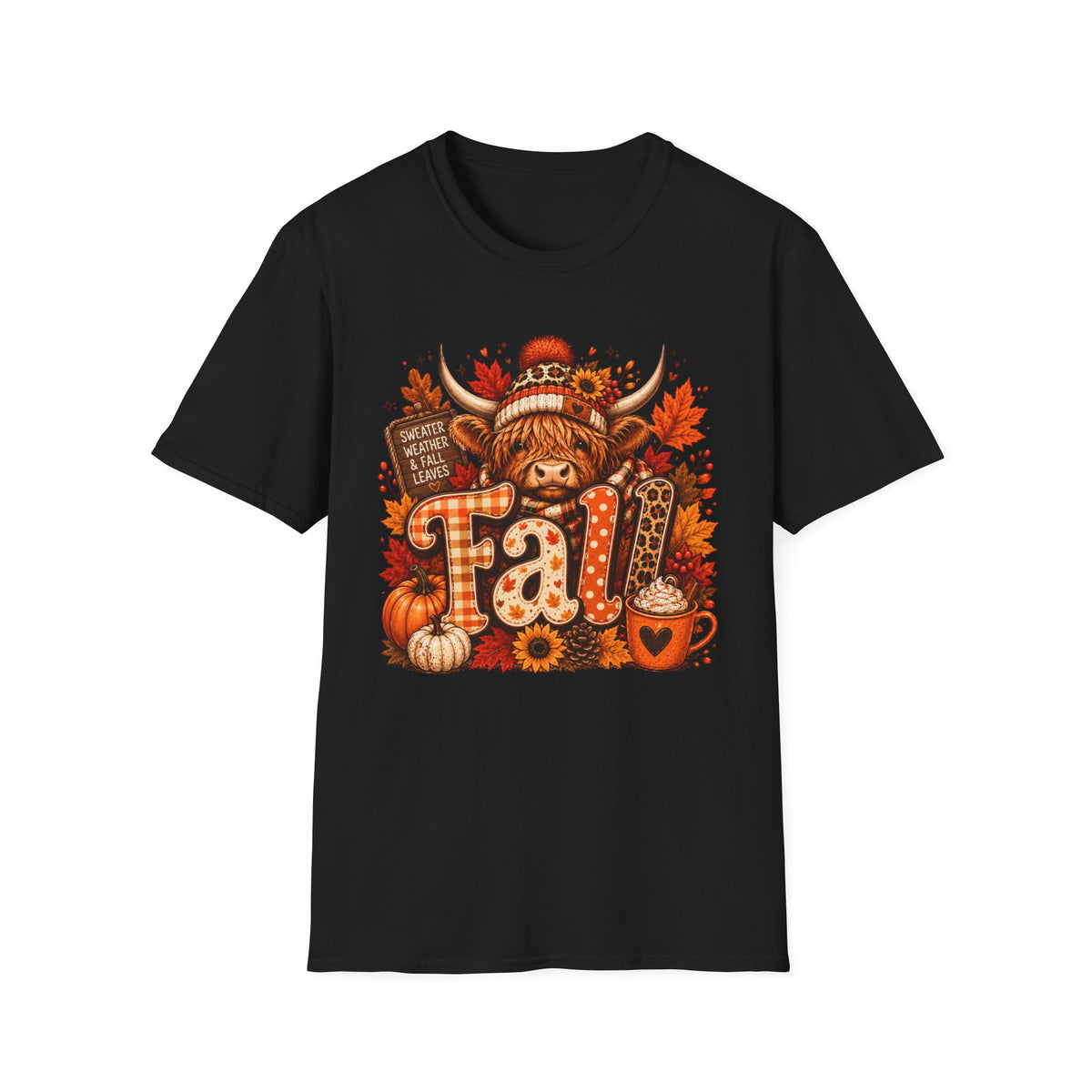 Fall Highland Cow Graphic T-Shirt