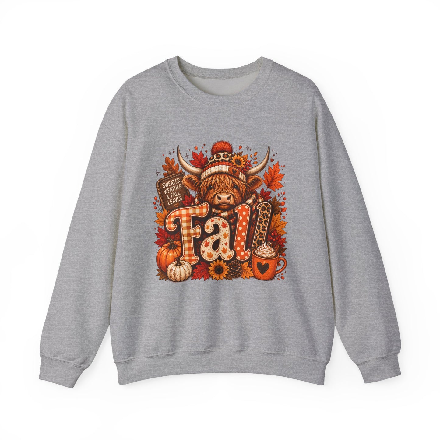 Autumn Highland Cow Fall Sweatshirt | Pumpkin Sunflower Harvest