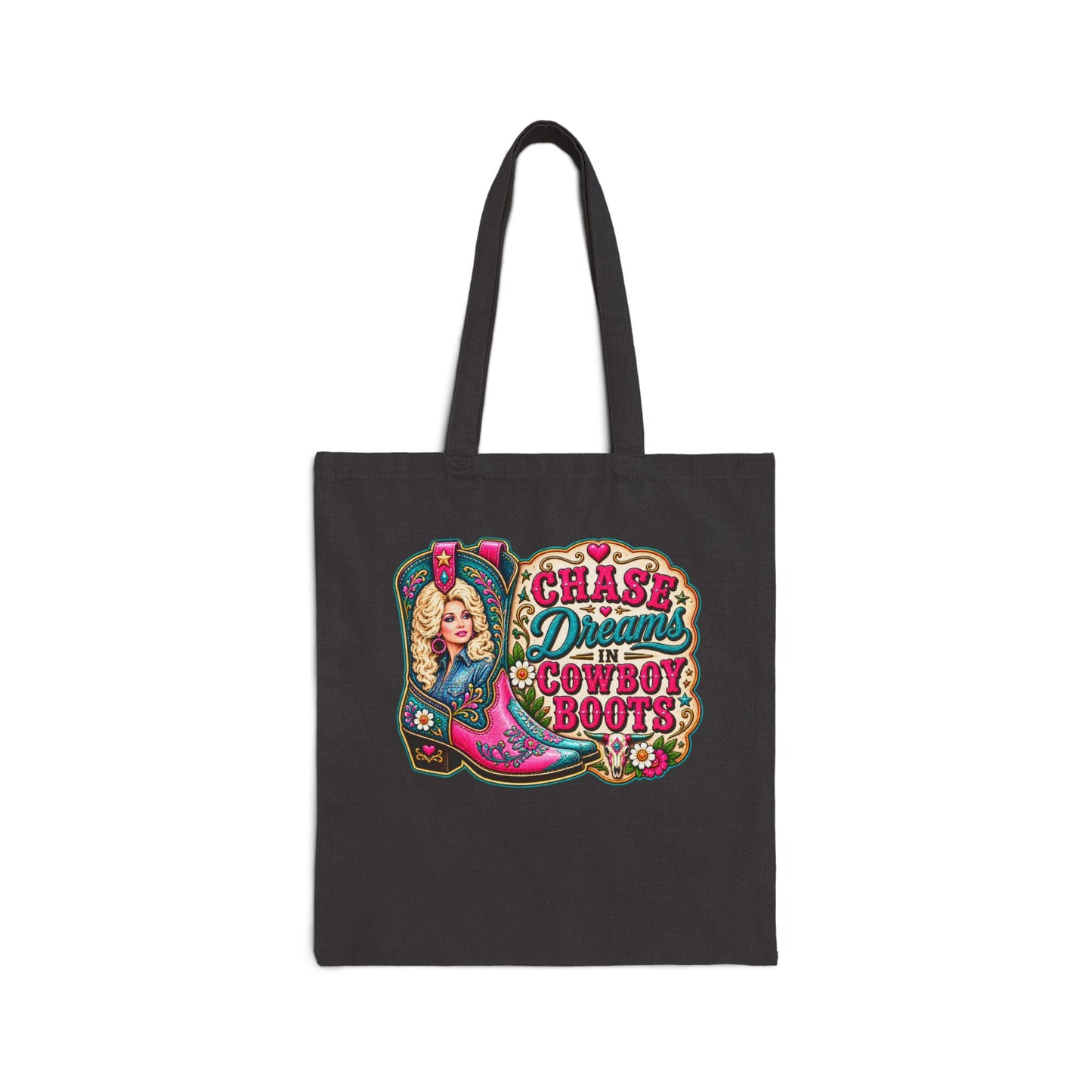 Tote Bag — "Chase Dreams in Cowboy Boots" Vintage Western Canvas Tote
