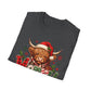 Merry Highland Cow Christmas Graphic T-Shirt