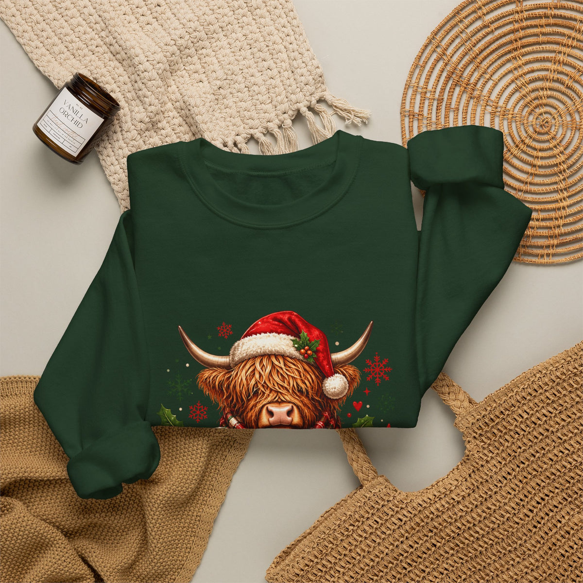 Crewneck- Christmas Highland Cow 'Merry'