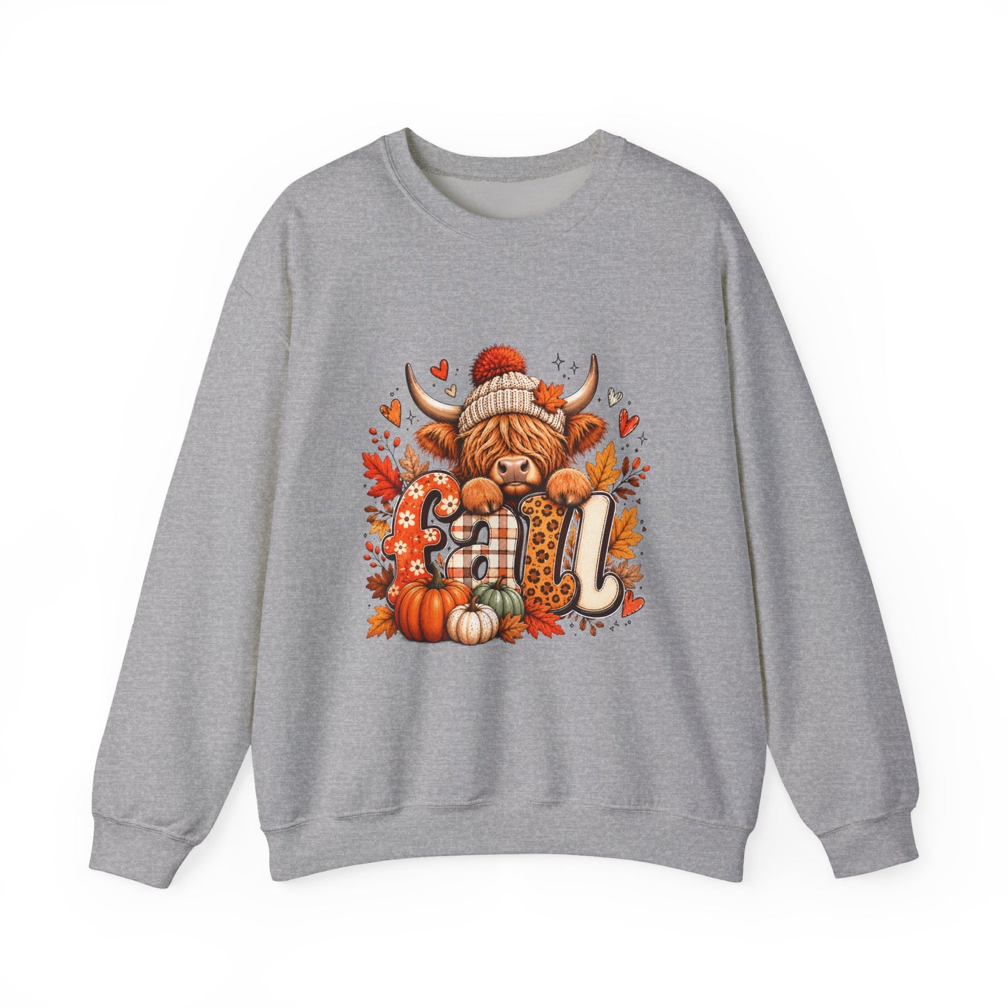 Autumn Highland Cow with Pumpkins Sweatshirt | Fall Cozy Farmhouse