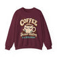Coffee Crewneck Sweatshirt — “Coffee Because Adulting Is a Little Bitter” Cute Retro Graphic