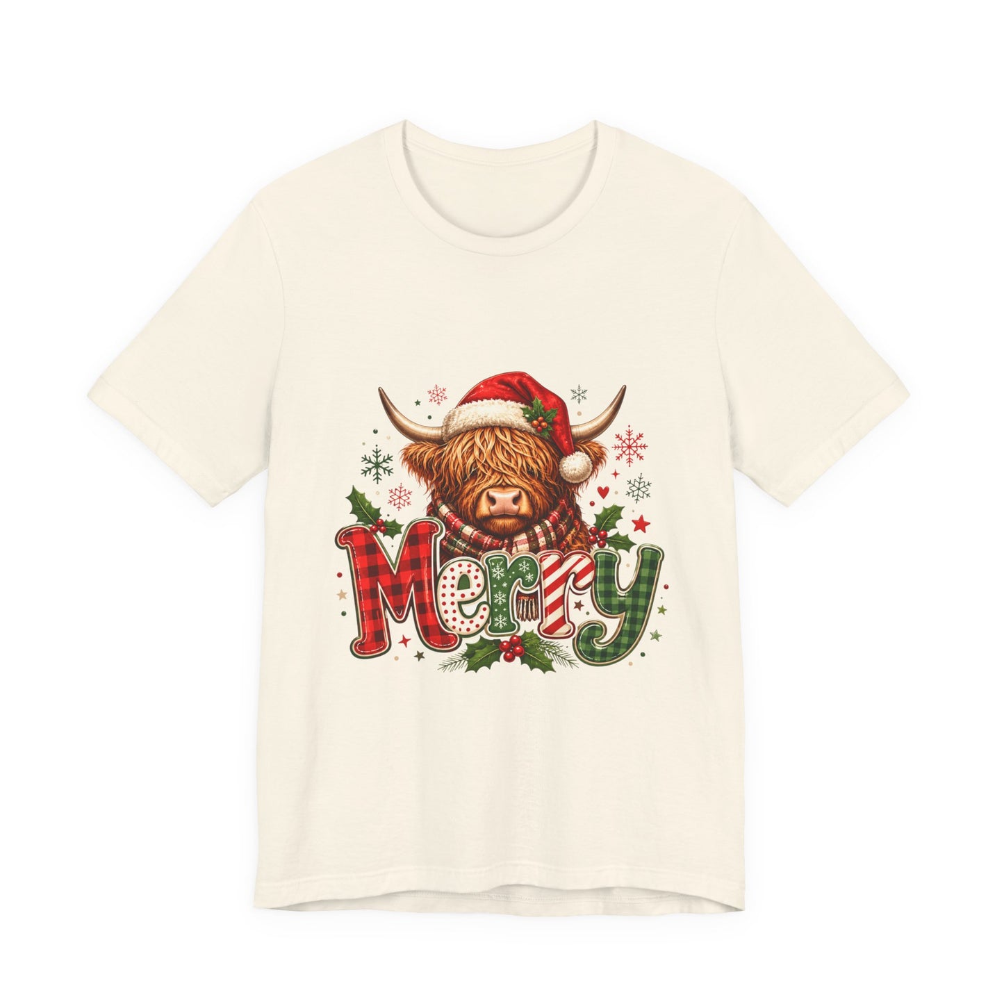 Merry Highland Cow Christmas Tee