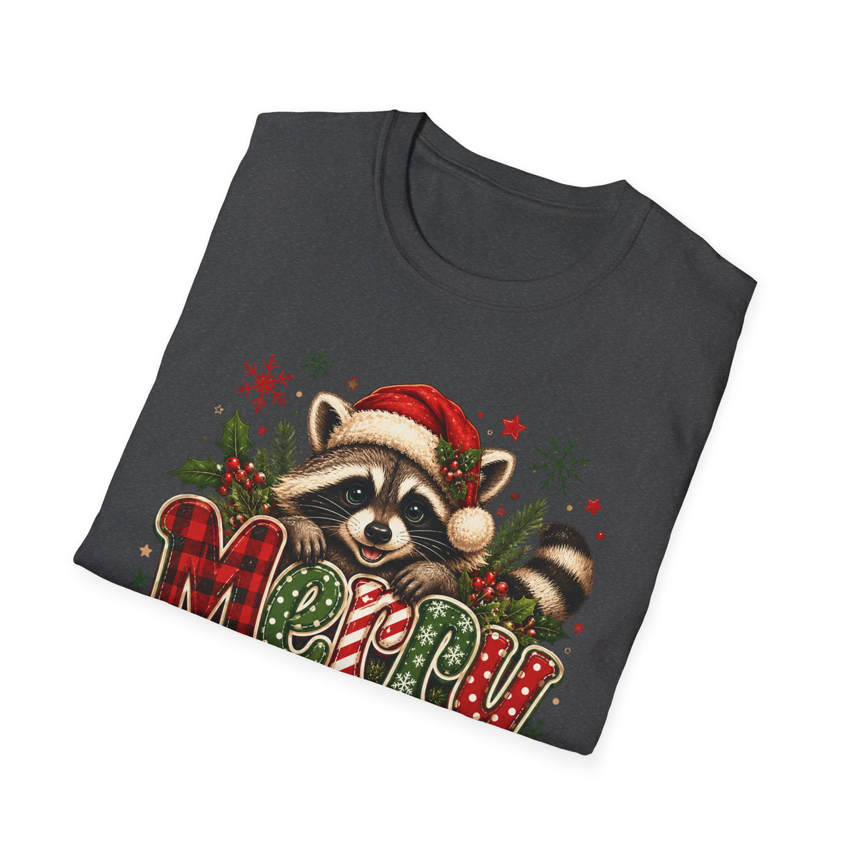 Merry Christmas Raccoon Graphic T-Shirt