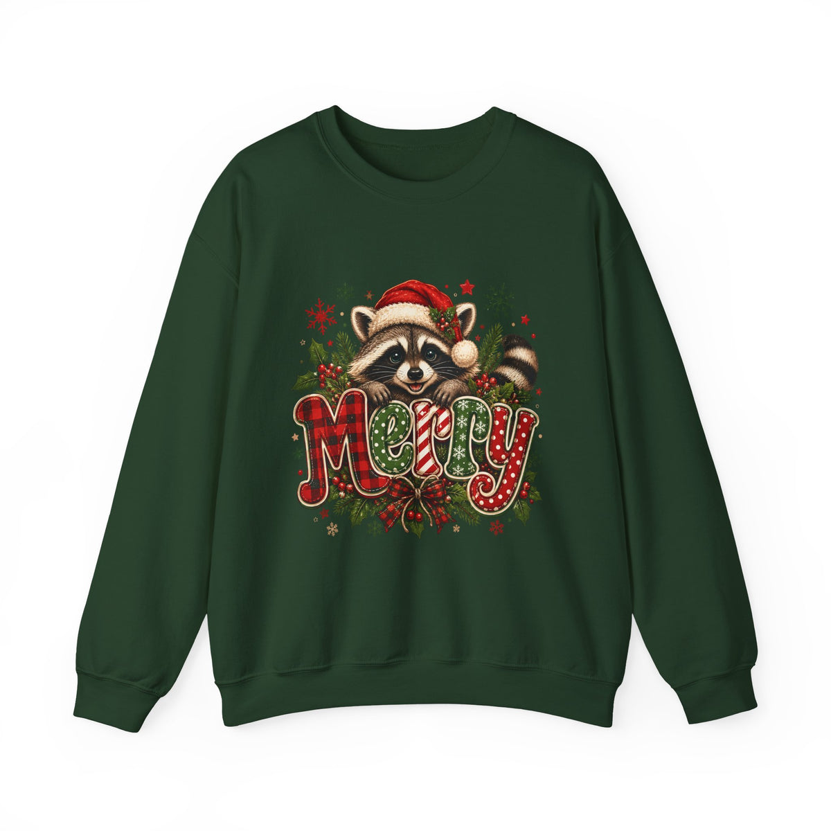 Crewneck-Christmas Raccoon "Merry"