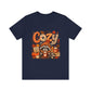 Cozy Raccoon Pumpkin Autumn Tee | Fall Leaves, Hot Cocoa, Plaid Letters