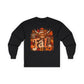 Highland Cow Fall long sleeve tee | autumn pumpkin leaves plaid lettering