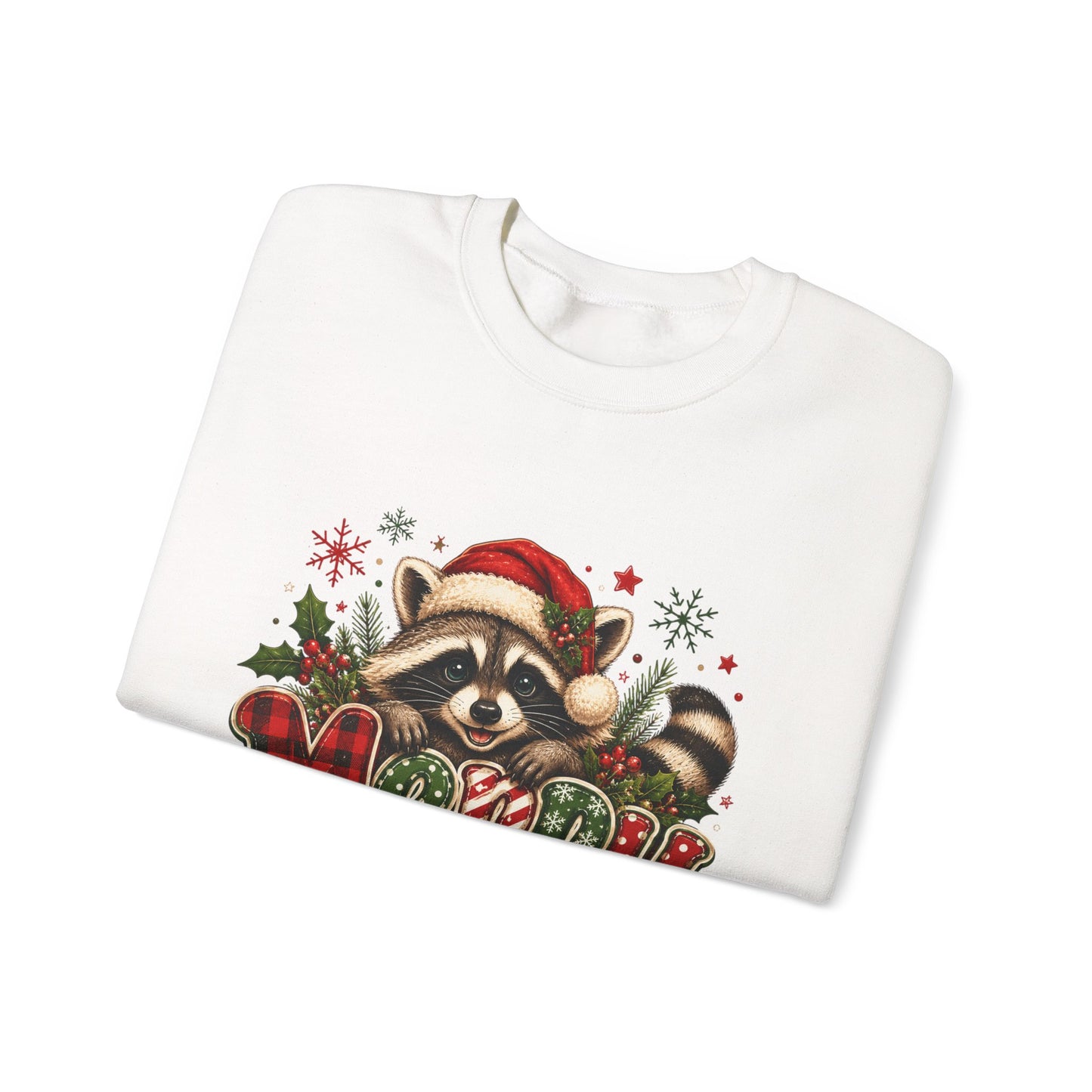 Christmas Raccoon "Merry" Sweatshirt — Cute Holiday Crewneck