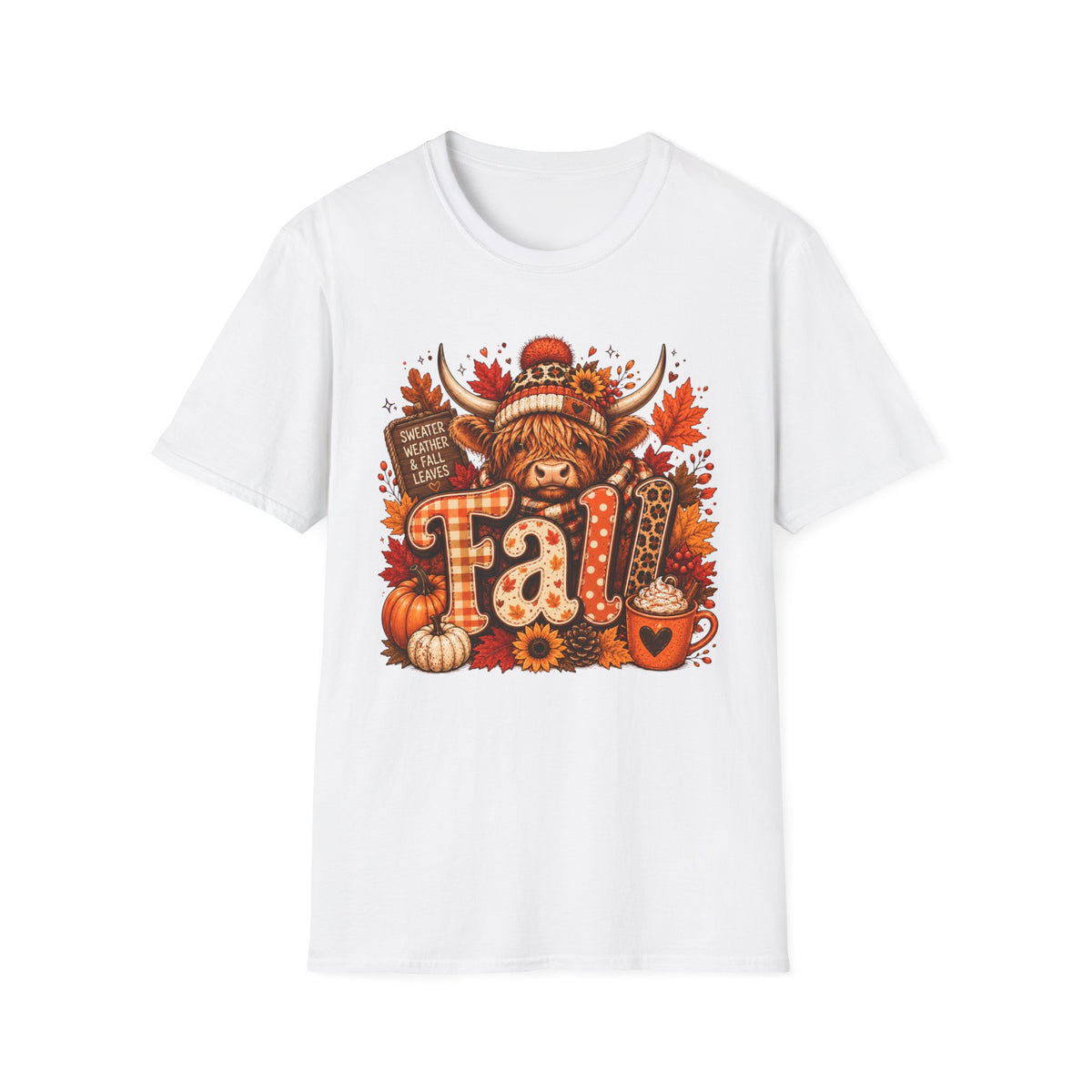 Fall Highland Cow Graphic T-Shirt