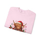 Christmas Highland Cow "Merry" Crewneck Sweatshirt