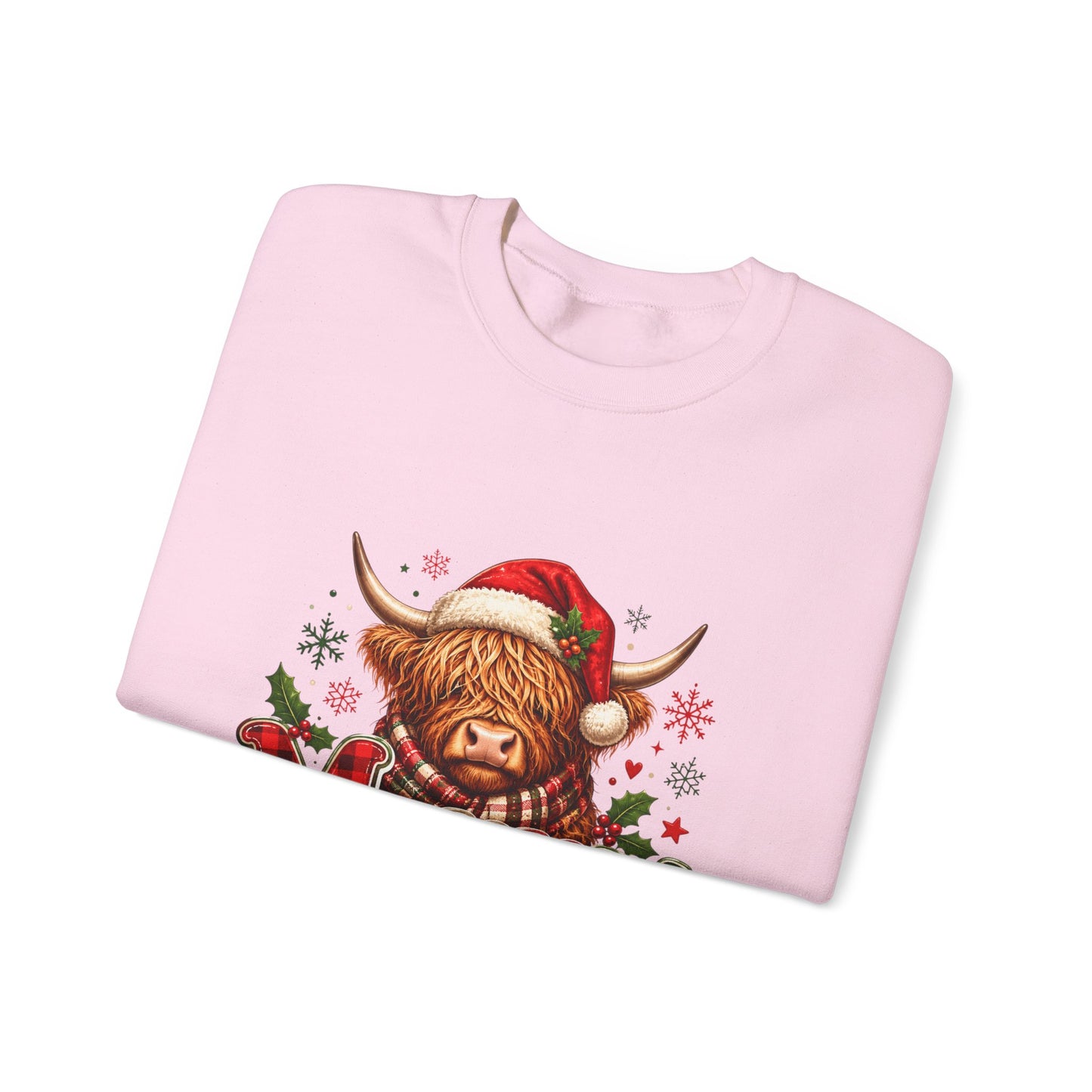 Christmas Highland Cow "Merry" Crewneck Sweatshirt