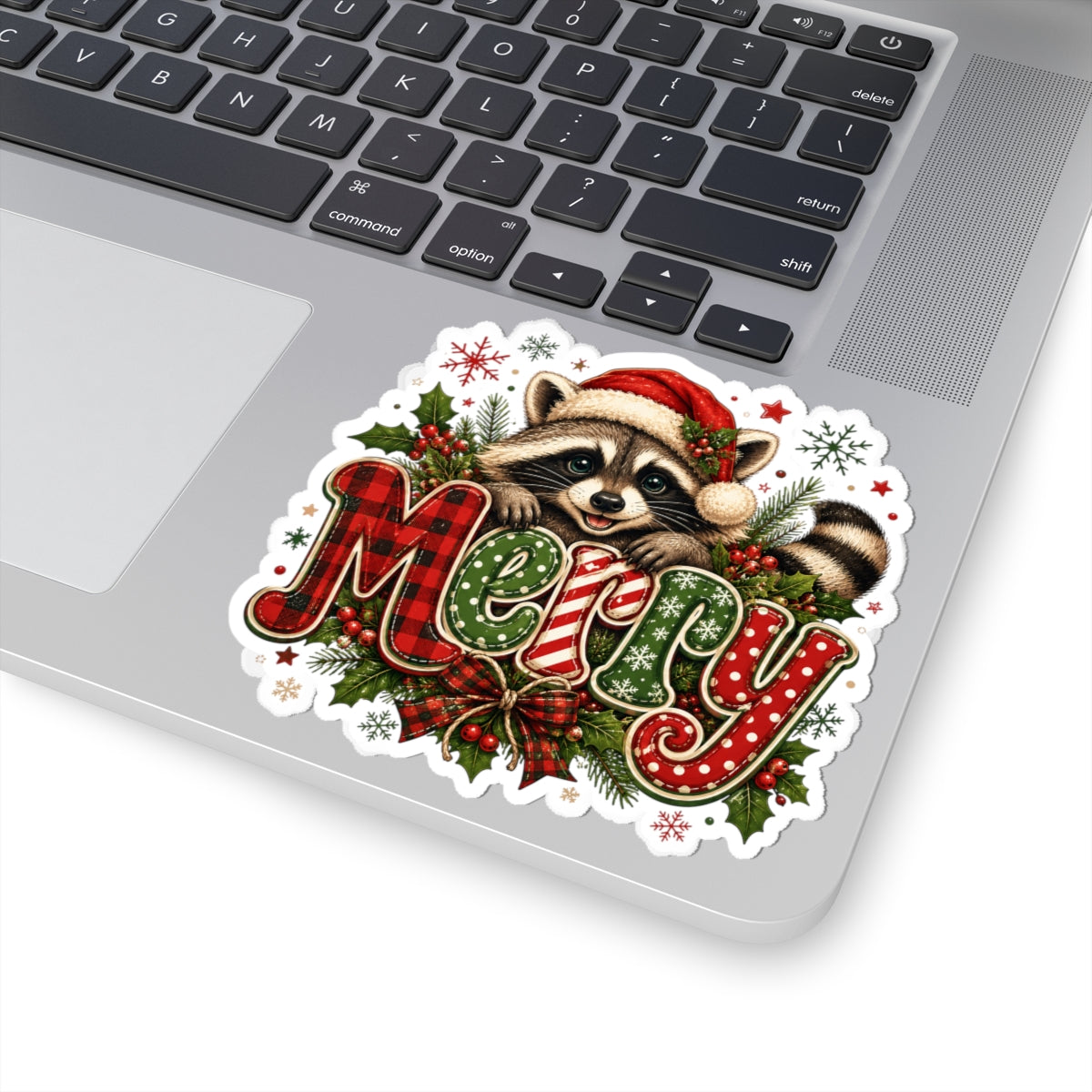 Merry Raccoon Christmas Sticker